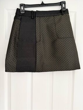 Miss Sixty Two-Tone Black Patterned Mini Skirt